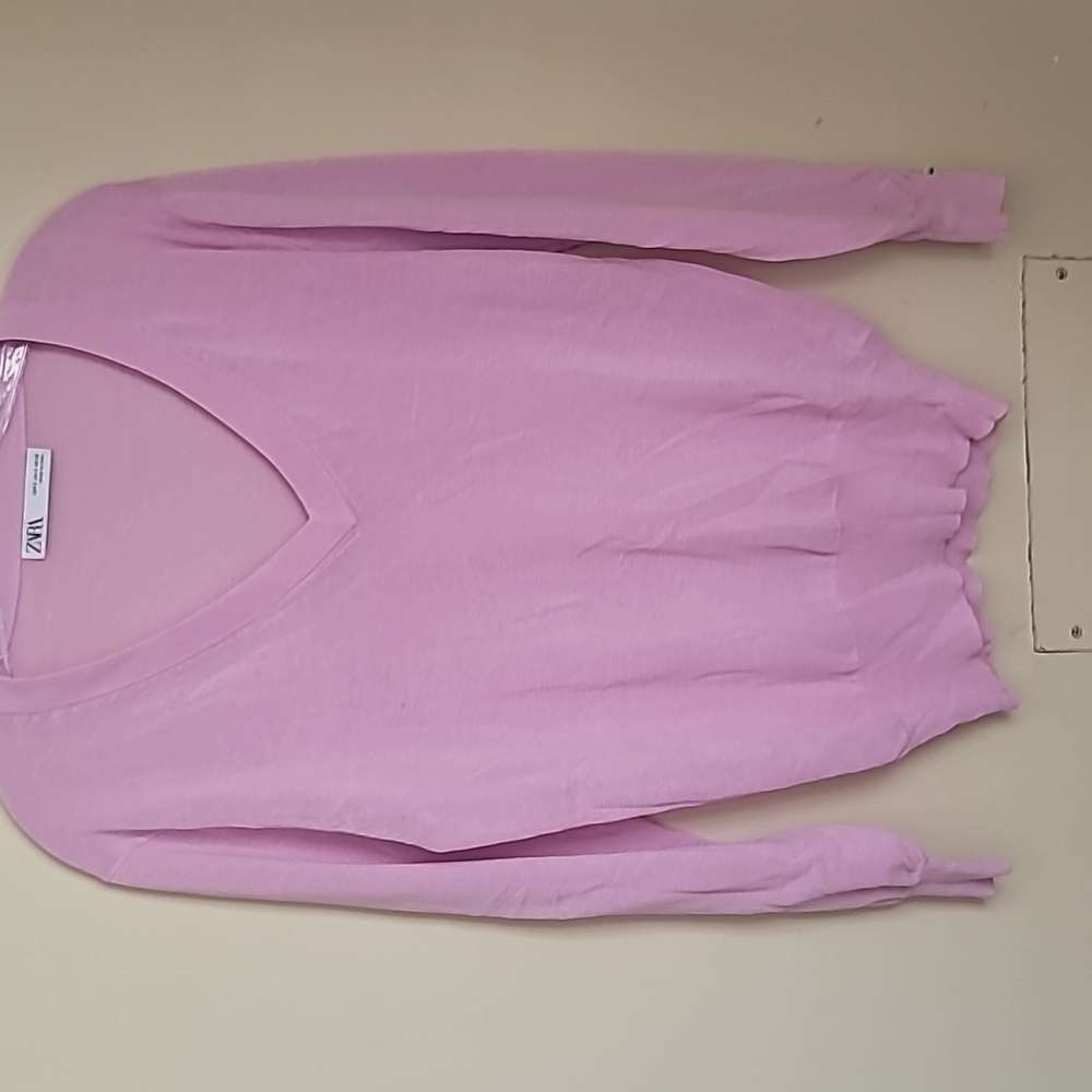 Zara Pink V-neck Top SZ S